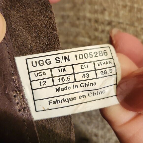 Ugg Women's "Emalie" Brown Suede & Leather Wedge Heel Ankle Boots Size 12 - Picture 11 of 12